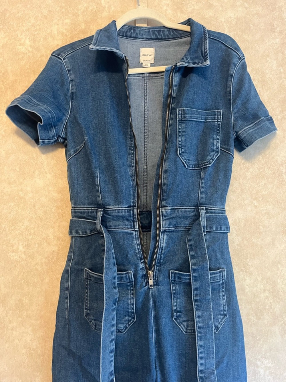 Maeve Anthropologie Colette Weekend Dark Denim Wide Leg Jumpsuit Size 2 - Picture 6 of 9
